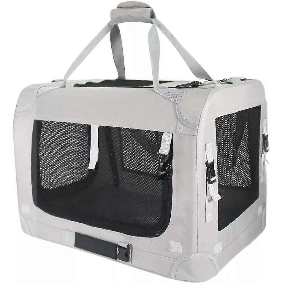 Extra Large Cat Carrier, Collapsible with Soft Sides, for Small and Medium Dogs, 24 x 16.5 x 16 Inches, Foldable, Ventilated, Portable Vehicle (Gray)