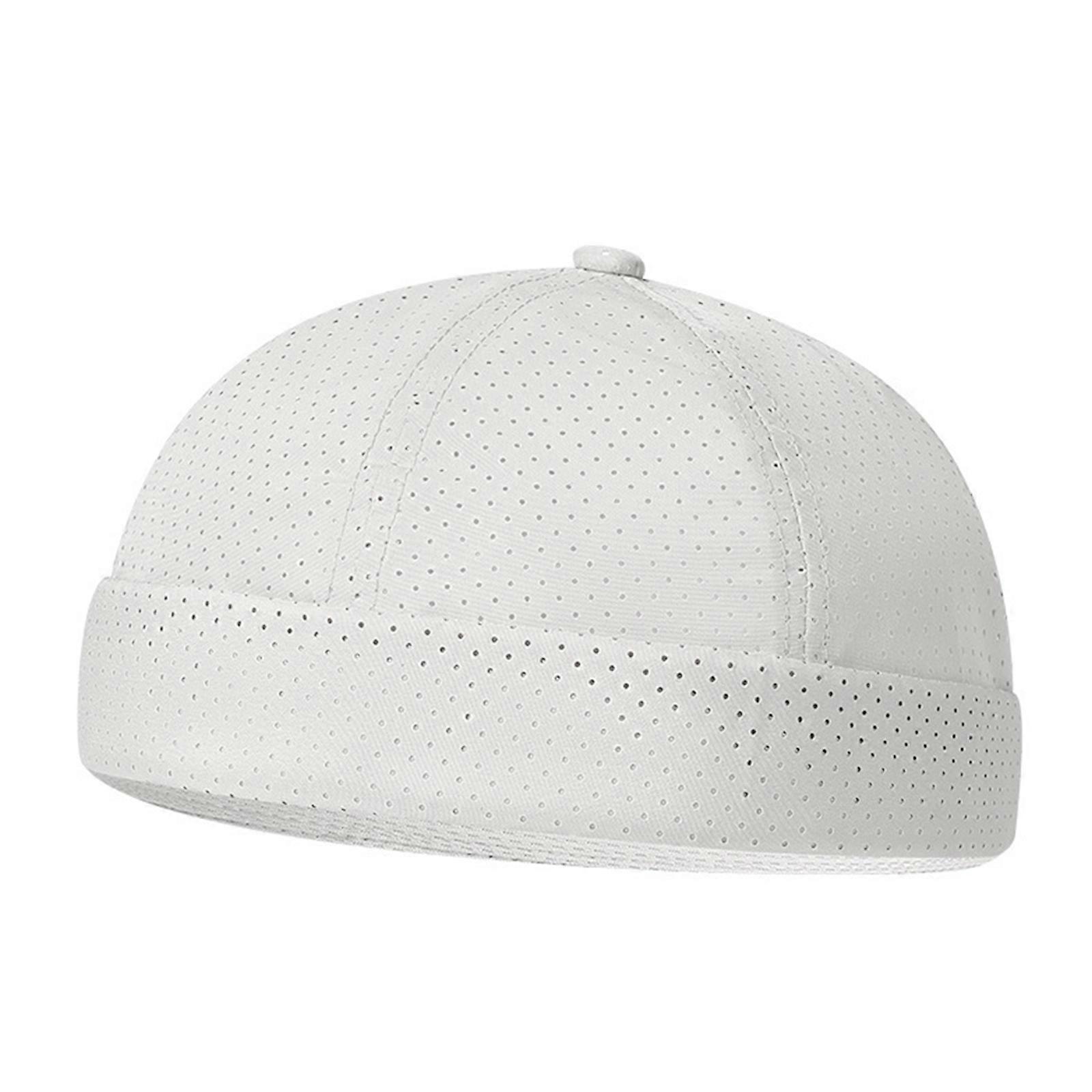 Lightweight Quick Dry Polyester Beanies With Adjustable Strap Casual Brimless Hat For Running Gym Daily Use  White