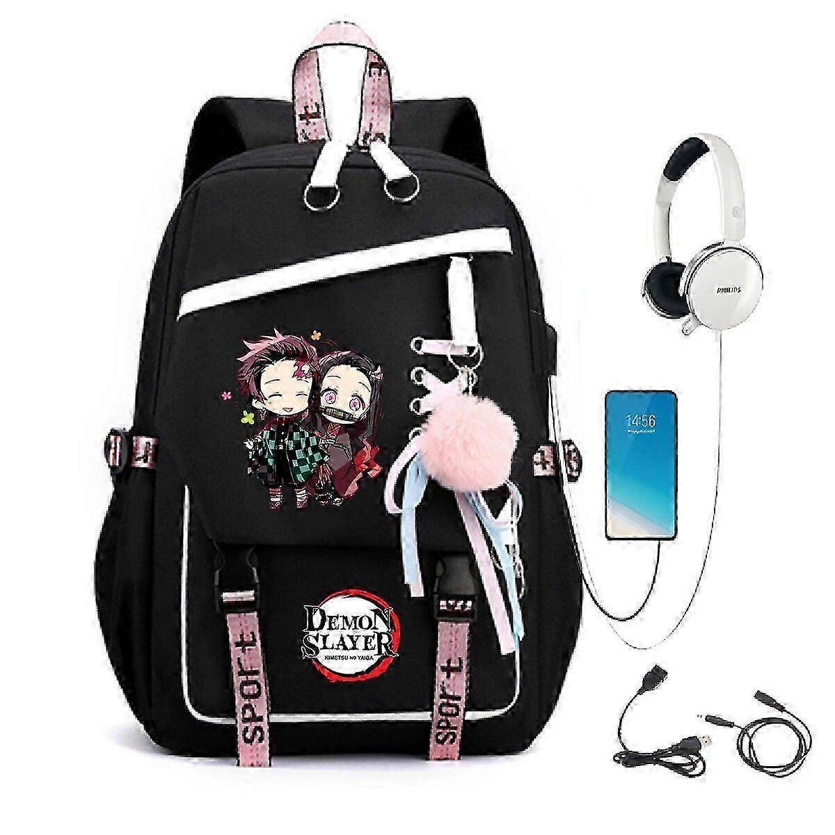 Demon Slayer Backpack with USB Multifunctional Student Backpack