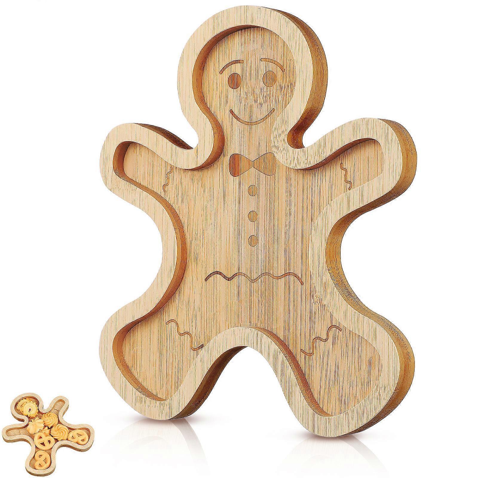 Gingerbread Man Serving Platter Creative Bread Presentation Light Brown Festive Celebrations 1Set