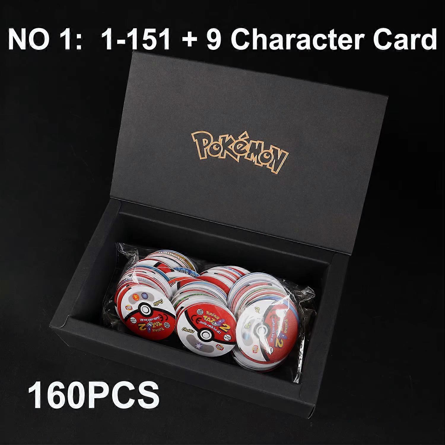 100/160pcs Pokemon Tazos 1/ 2 Generation Strokes Box 3D Round Square Collection Cards Album Trainer Pogs Cheetos Chipitaps