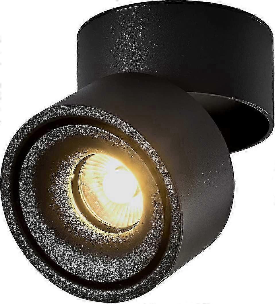 10W LED Ceiling light, Adjustable lamp body angle,10x10x10cm,(Black-3000K)