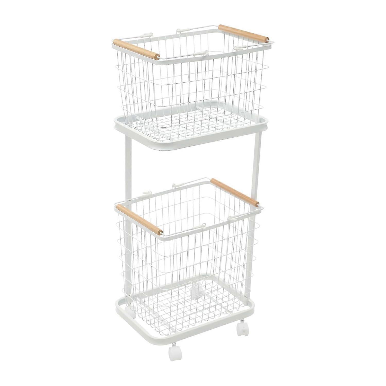 Large Rolling Laundry Basket Hamper with Wheels, 2 Removable Wire Storage Bins for Clothes Organizer