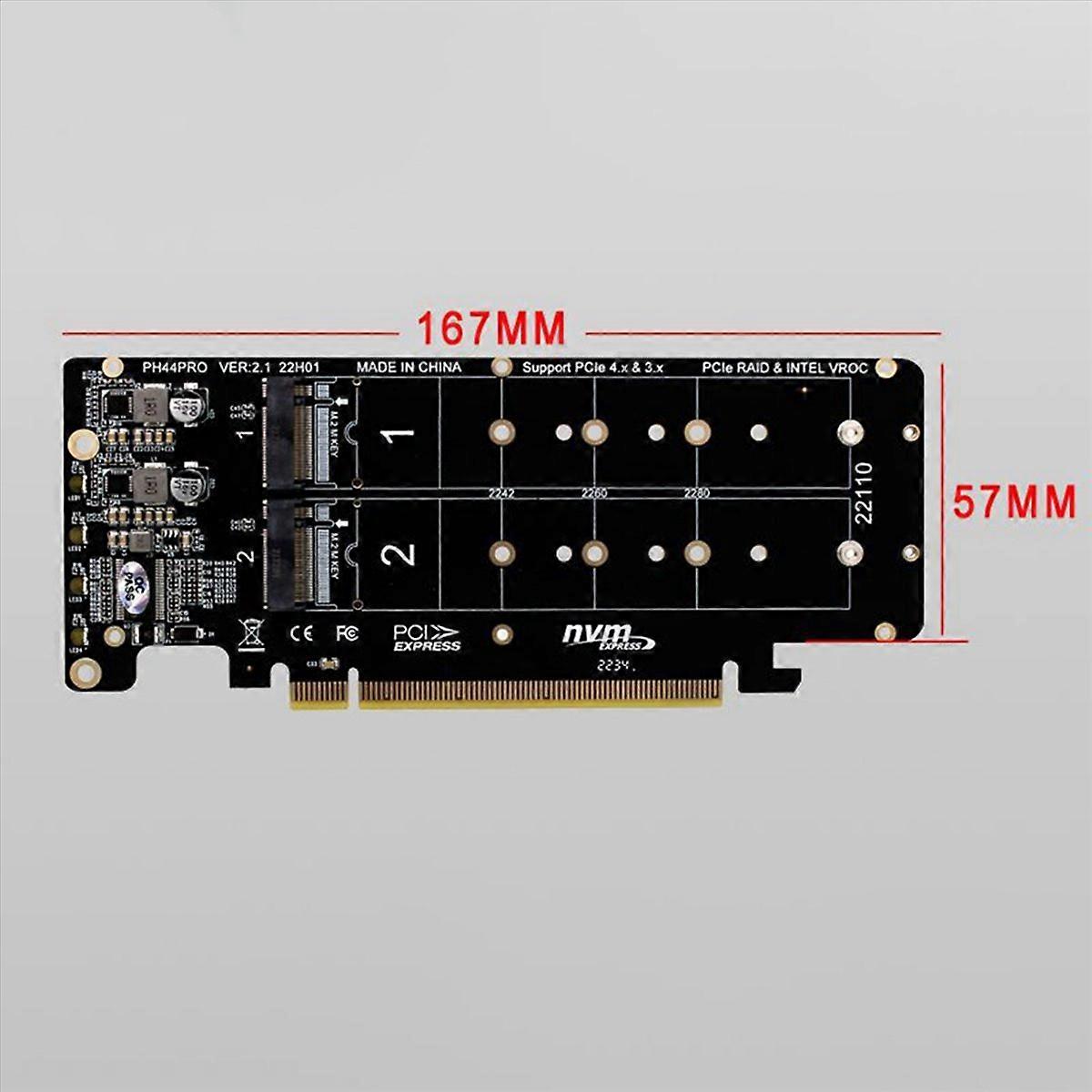 4X Double-Sided 4-Disk NVME Card PCIeX16 to M.2 M-Key NVMEx4SSD 2U Server Array Expansion Adapter Sp