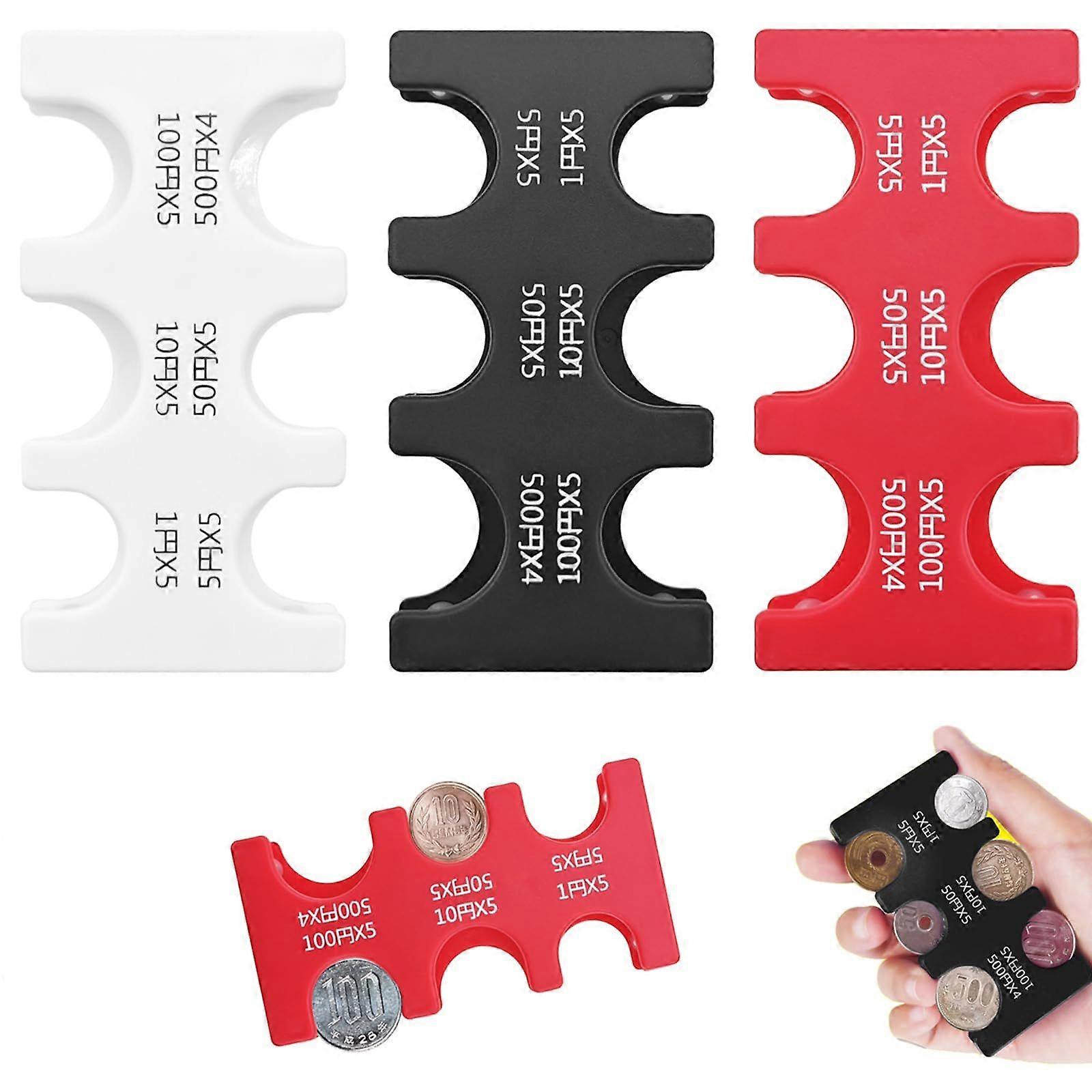 Hard Case Japanese Yen Sorter with 6 Slots, Durable Currency Organizer for Collectors and Daily Use, Set of 3.