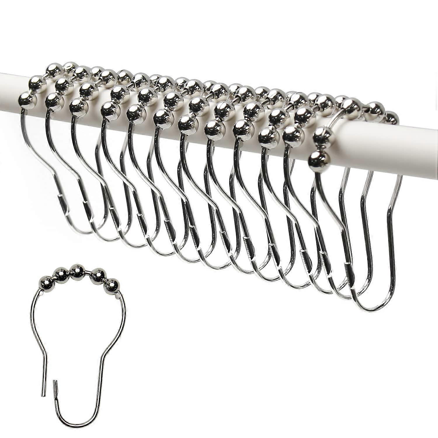 RustResistant Metal Shower Curtain Rings Set of 12 for Smooth Sliding on Bathroom Rods