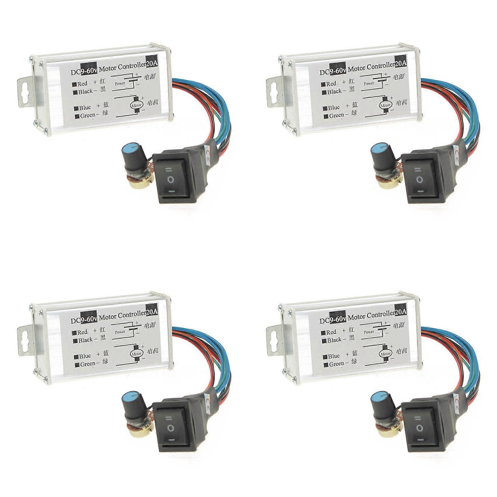 4X DC 9V 12V 24V 48V 60V 20A Reversible Motor Speed Controller Regulator Driver PWM