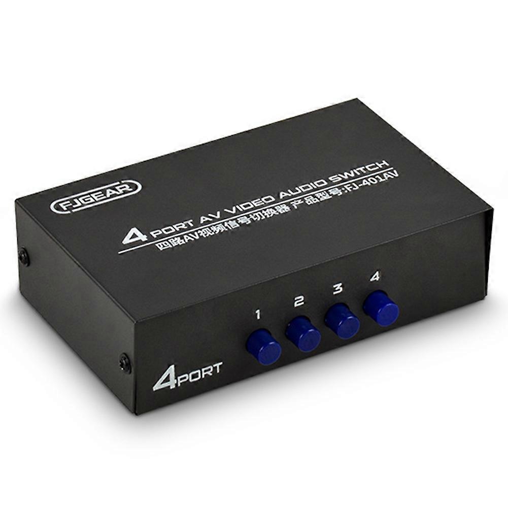 AV Switcher 4 Into 1 Out Av Interface Audio and Video Switcher Multi-Function 4-Way AV Switcher
