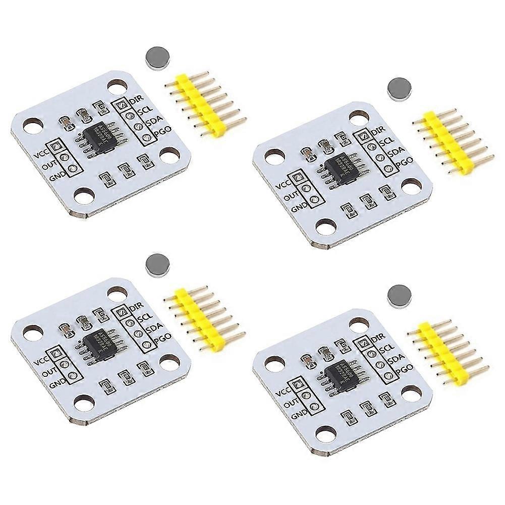 4Pcs AS5600 Magnetic Encoder Magnetic Induction Angle Measurement Sensor Module 12Bit High Precision