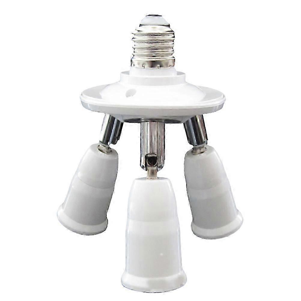 Universal White PBT E27 to 3 E27 360 Degree Rotation 1 to 3 LED Light Bulb Base Conversion Lamphead Lamp Holder Socket