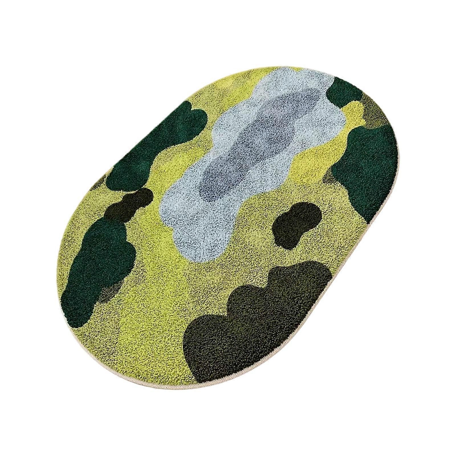Oval Shape Soft Plush Bath Mat with Antislip Bottom and High Absorbency Carpet Rug for Wet Bathroom Floor Home Decors Multicolor