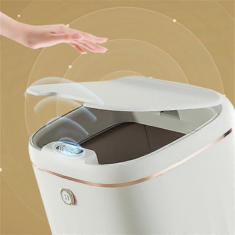 20L Smart Trash Can Waterproof Automatic Sensor Garbage Can-White