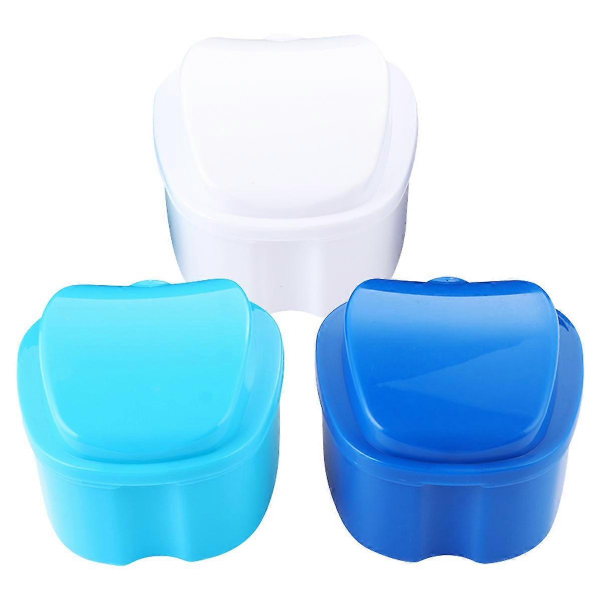 3Pcs Safe Denture Storage Box Portable Artificial Tooth Storage Case Container