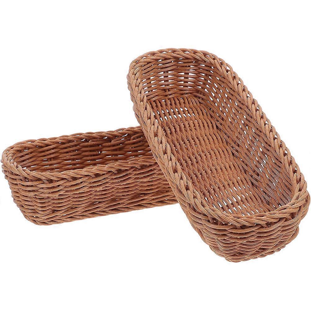 Woven Basket Imitation Rattan Multipurpose Storage Box Organizer 2Pcs for Kitchen