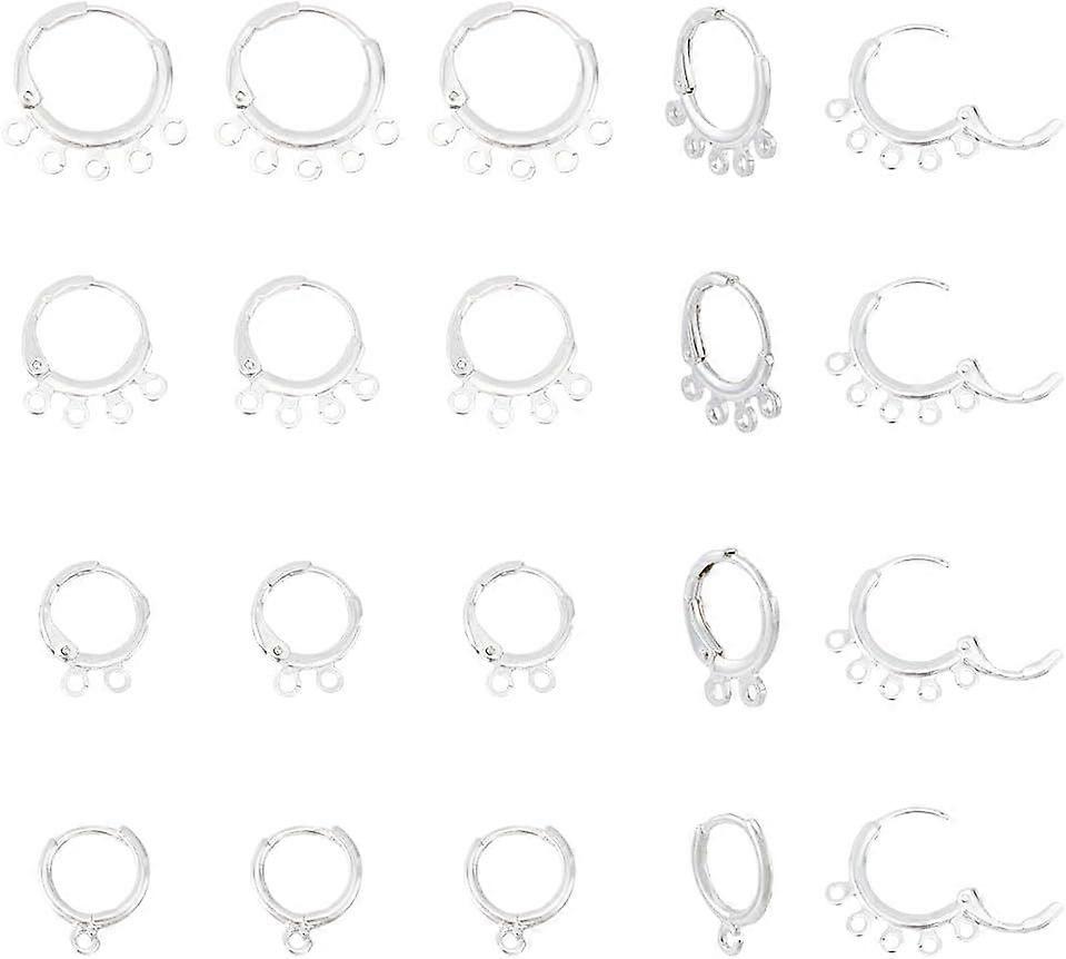 24Pcs 4 Style Leverback Earring Findings 925 Silver Plated Lever Back Earring Round French Hook Hypoallergenic Open Loop Leverback Earwires for DIY Ea