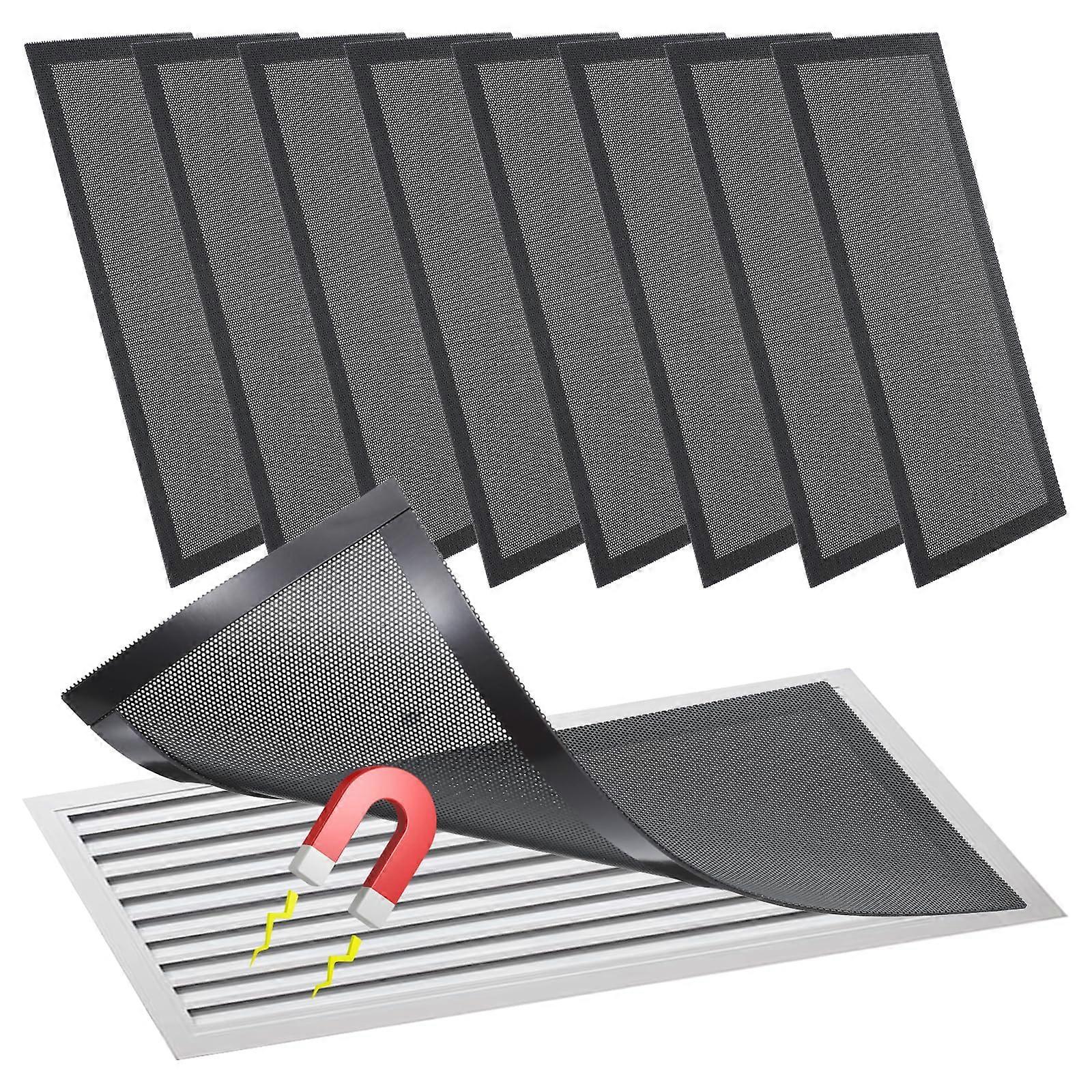 8 Pcs Magnetic Floor Vent Covers 4x10 Inch with Fine Mesh Protection and Strong Magnetic Lock