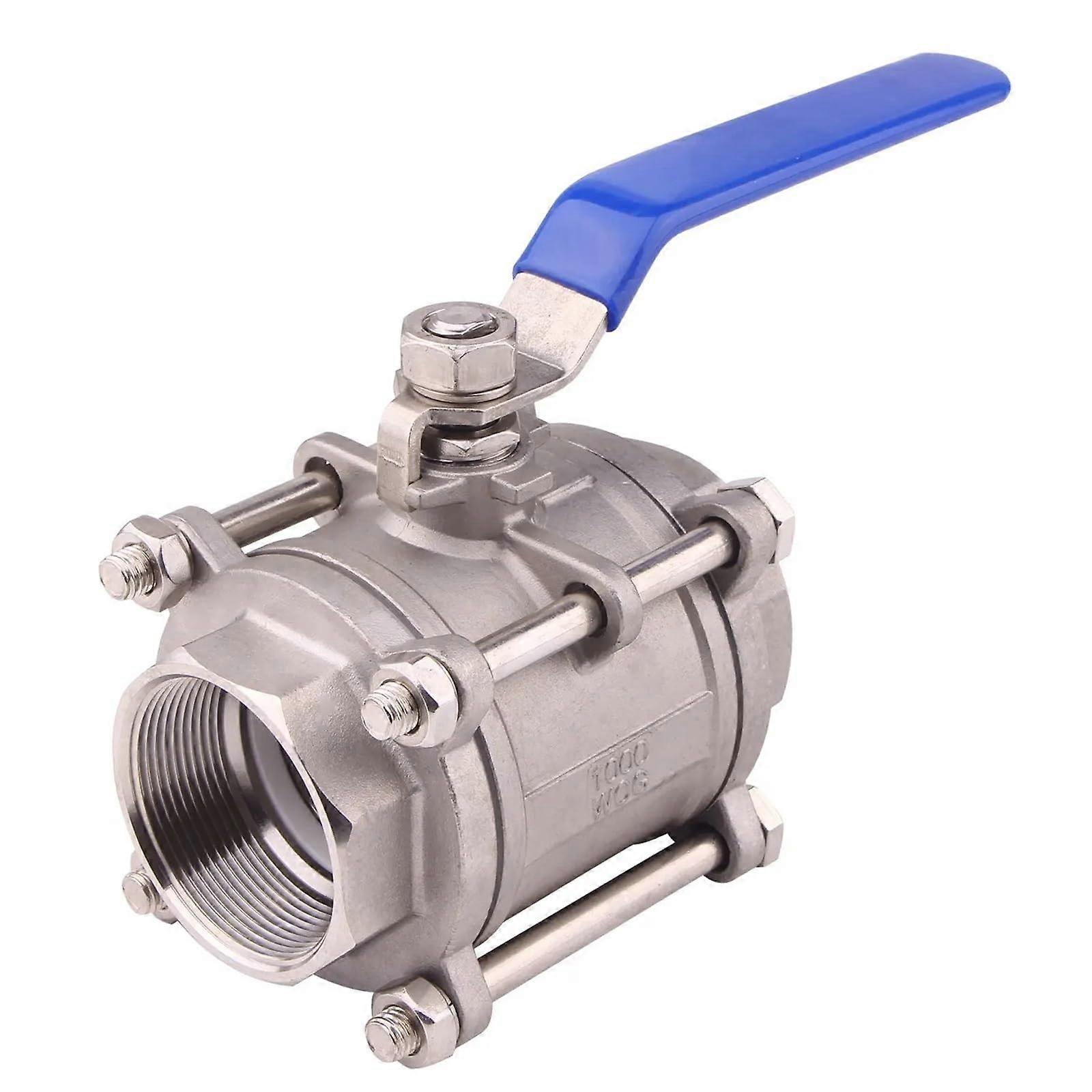 2.5 Inch Stainless Steel Threaded Ball Valve DN65 Three-Piece for Liquids and Gases 2-1/2" Pipe Connection
