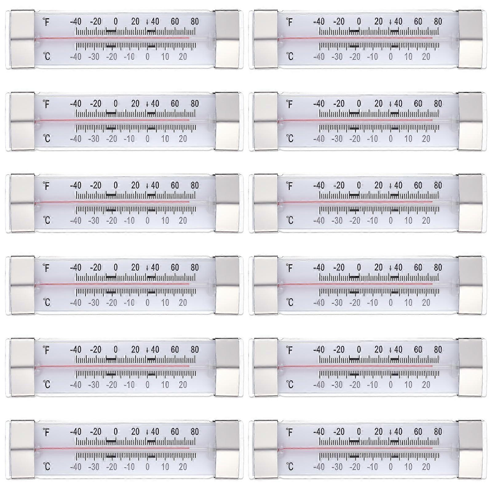 12 Pack Waterproof Refrigerator Freezer Thermometer, Large EasyRead Dial, Wide Range 40°F to 80°F