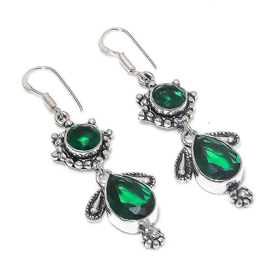 Chrome Diopside Gemstone 925 Sterling Silver Earring 2.29"