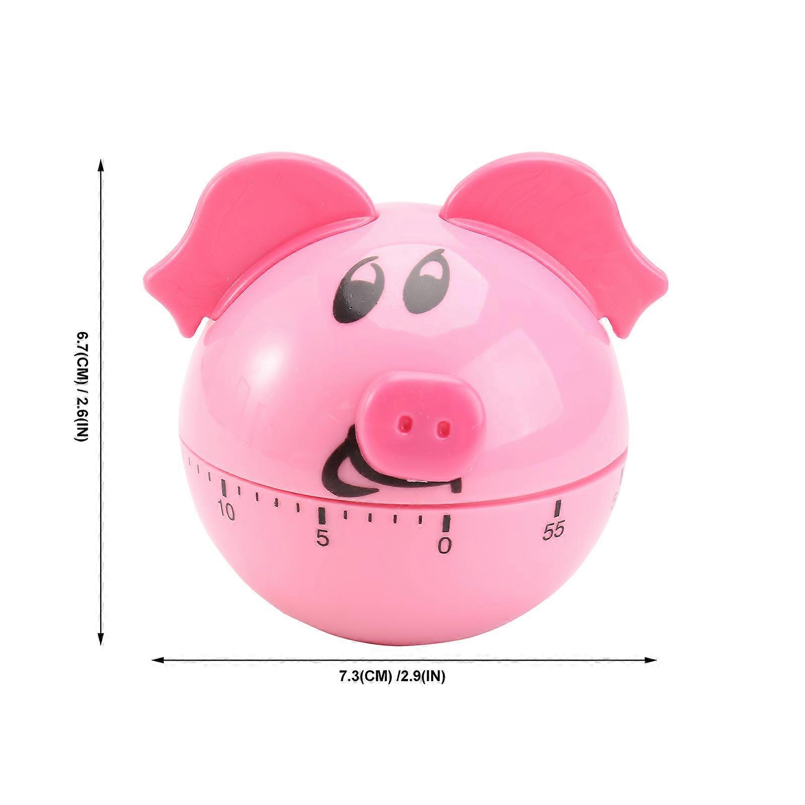 Novelty Kitchen Timer Pig Shaped Pink Color Countdown Timer for Concentration Aid 7.3x6.7cm 1Pcs