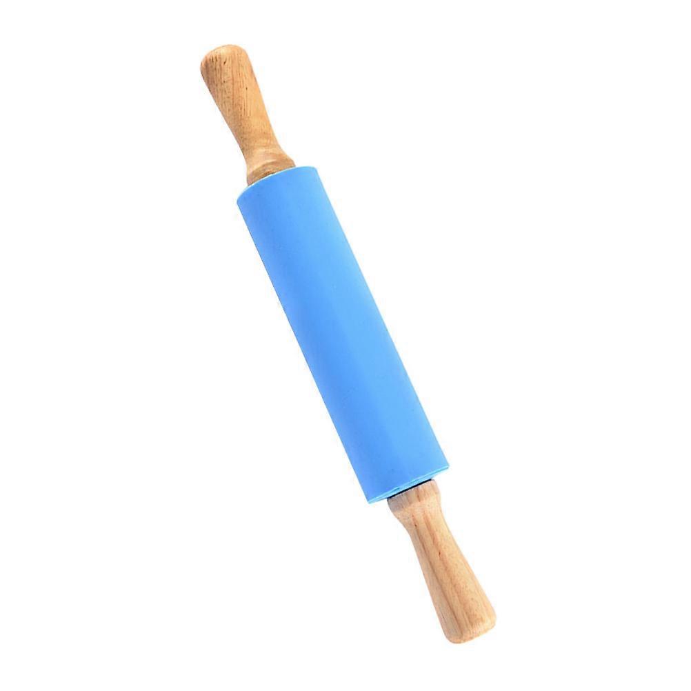 Blue Silicone Rolling Pin For Pastry Dough Rolling 38Cm Kitchen Tool 1Pack