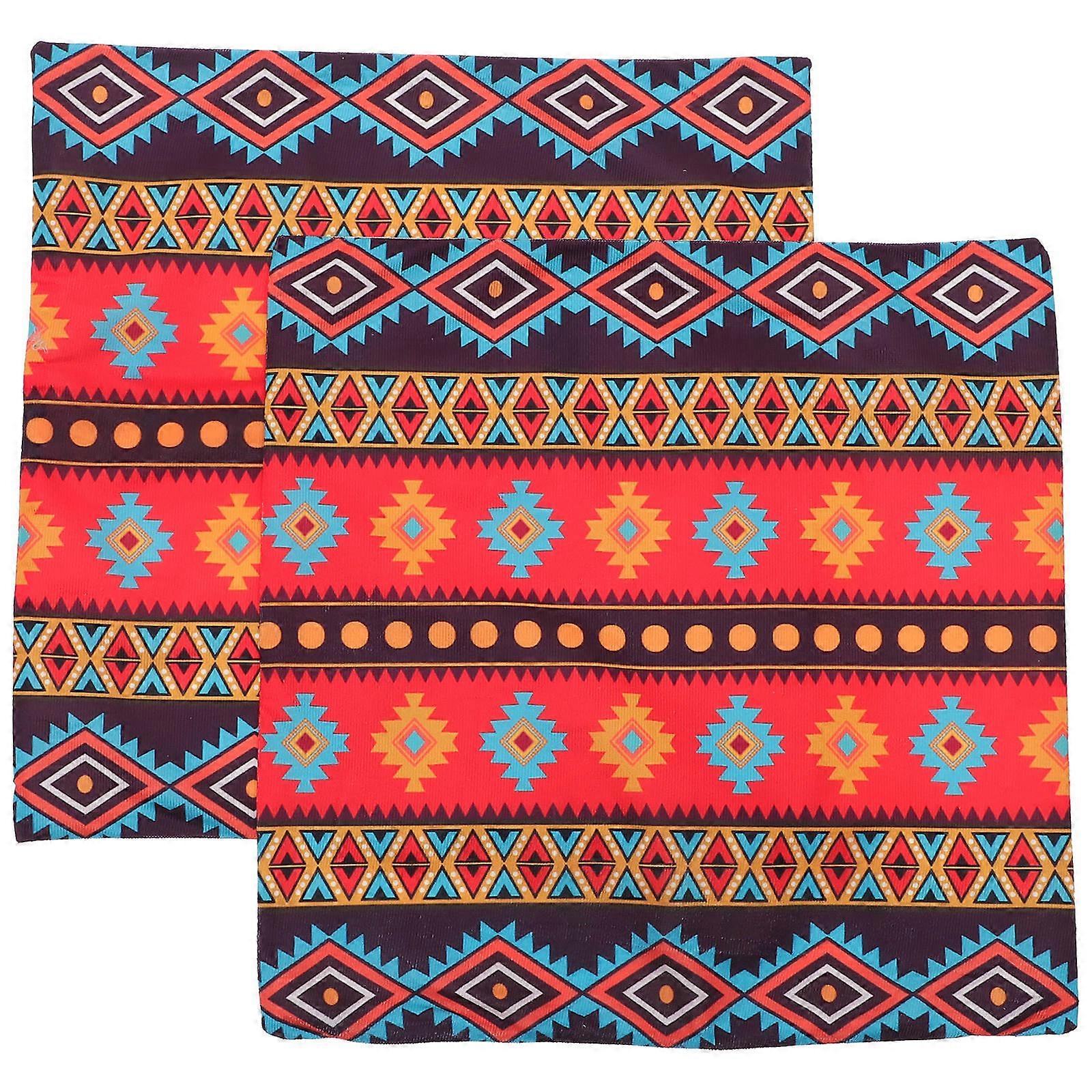 Sofa Pillow Covers Decorative Bohemia Pillowcase Multi-Colored 44x44cm Comfortable 2Pcs