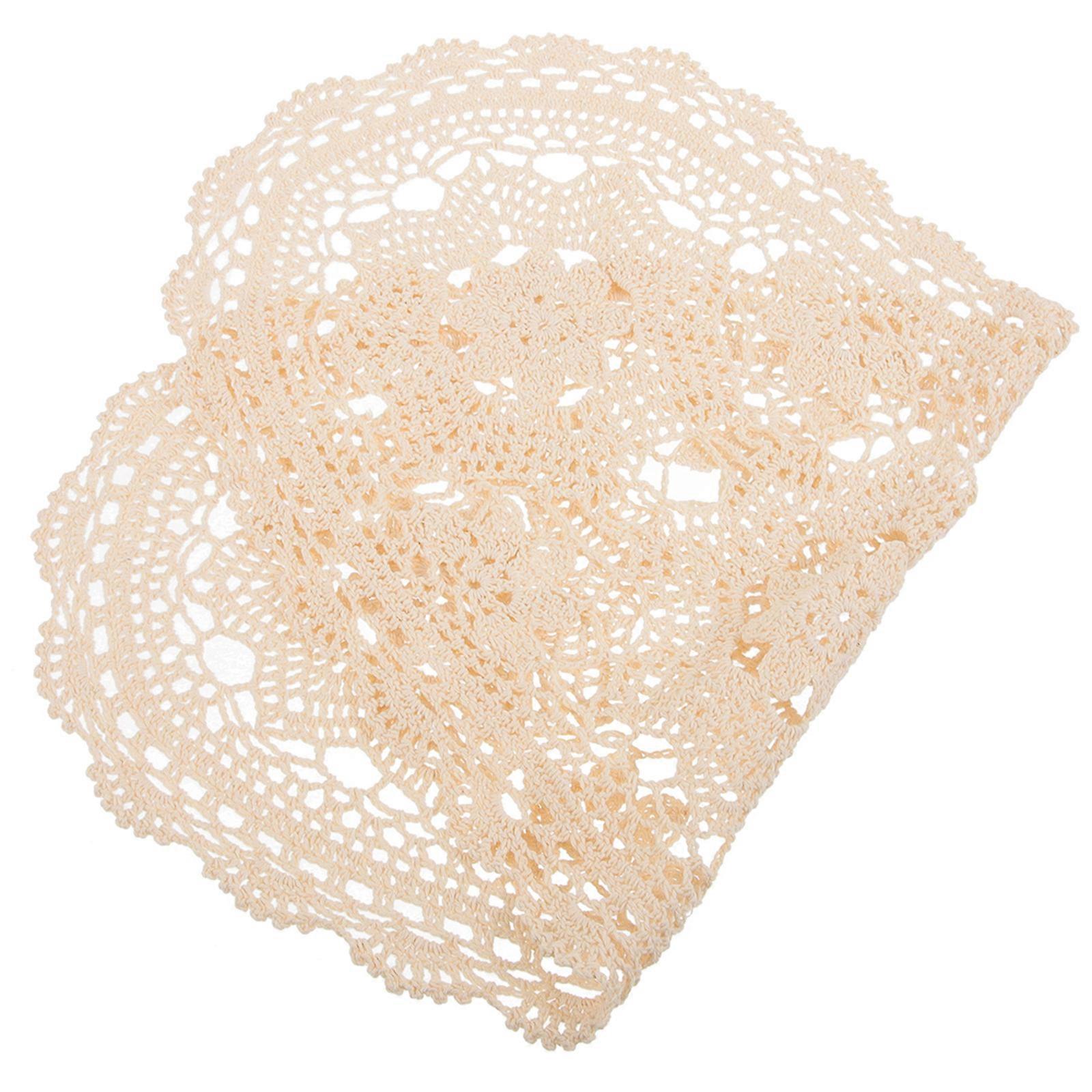 Cotton Crochet Table Runner for Party Table Setting in Beige Color