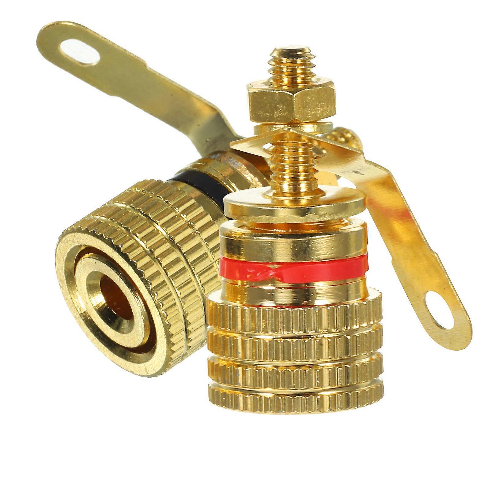Speaker Banana Plug Binding Post Connector for Amplifier 2Pcs Copper Gold