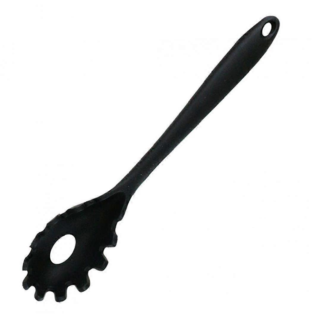 Pasta Server with Silicone Handle, Long HeatResistant Spaghetti Spoon for MultiPasta Serving, Black