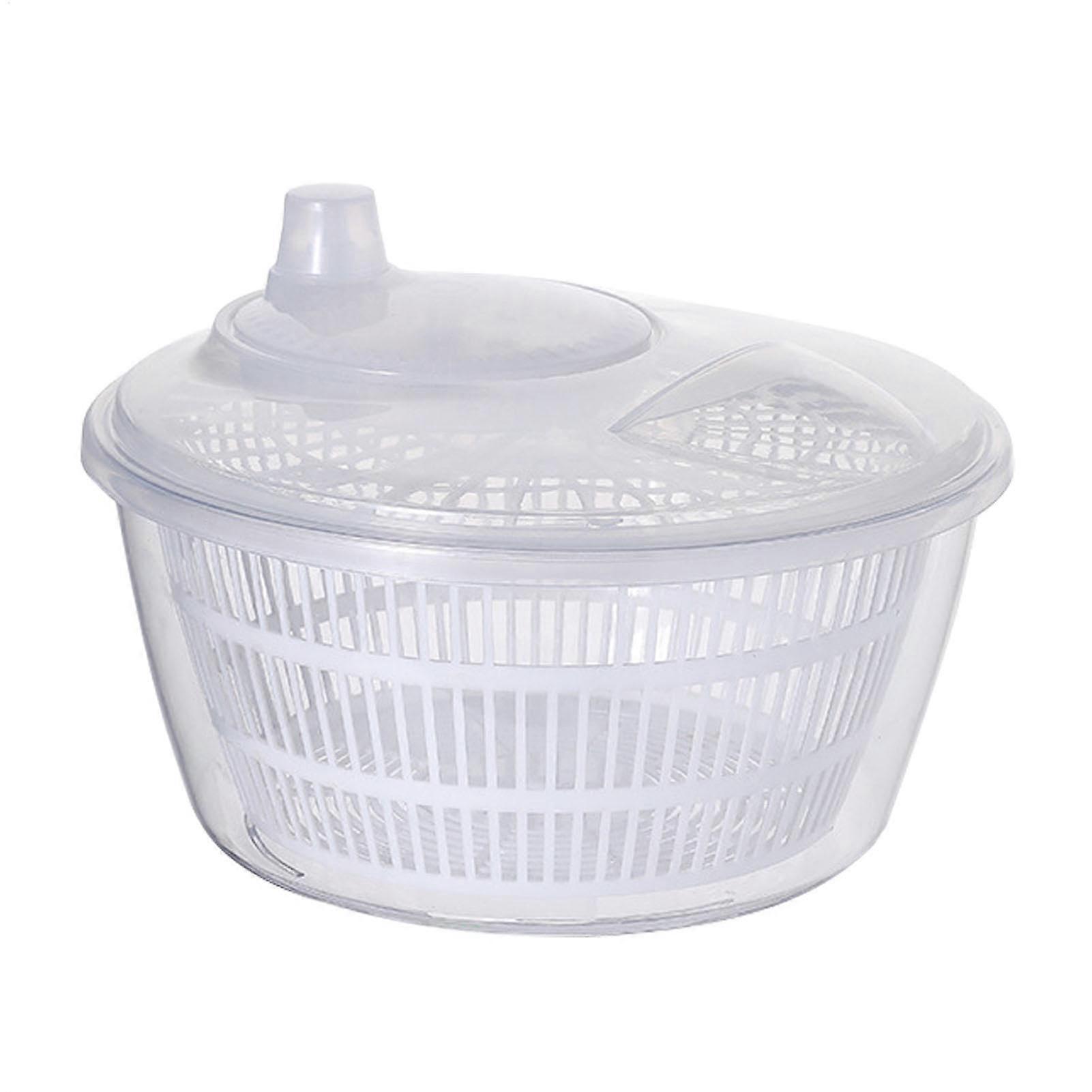 Large Capacity Salad Spinner Vegetable Washer with OneButton Spin Dry and Foldable Design White