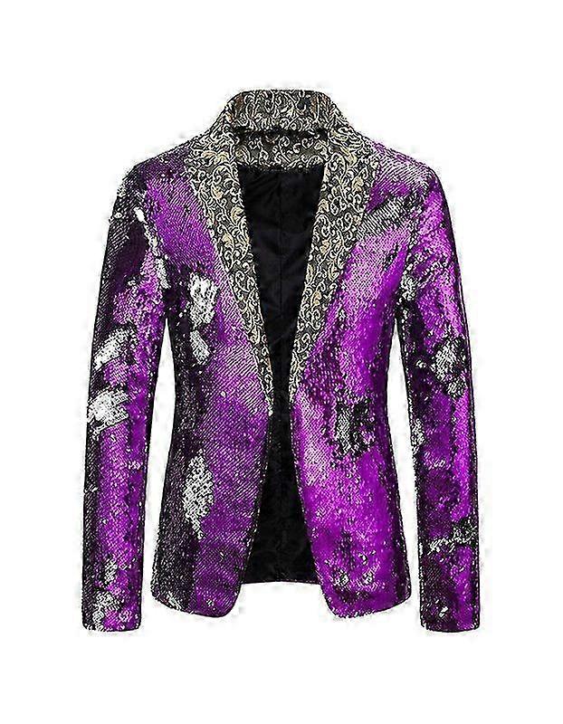 2025 Mens Shiny Sequin Blazer One Button Suit Jacket