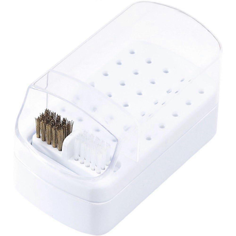 30 Hole Nail Drill Bits Holder Dustproof White Plastic Organizer Stand for Manicure Tools