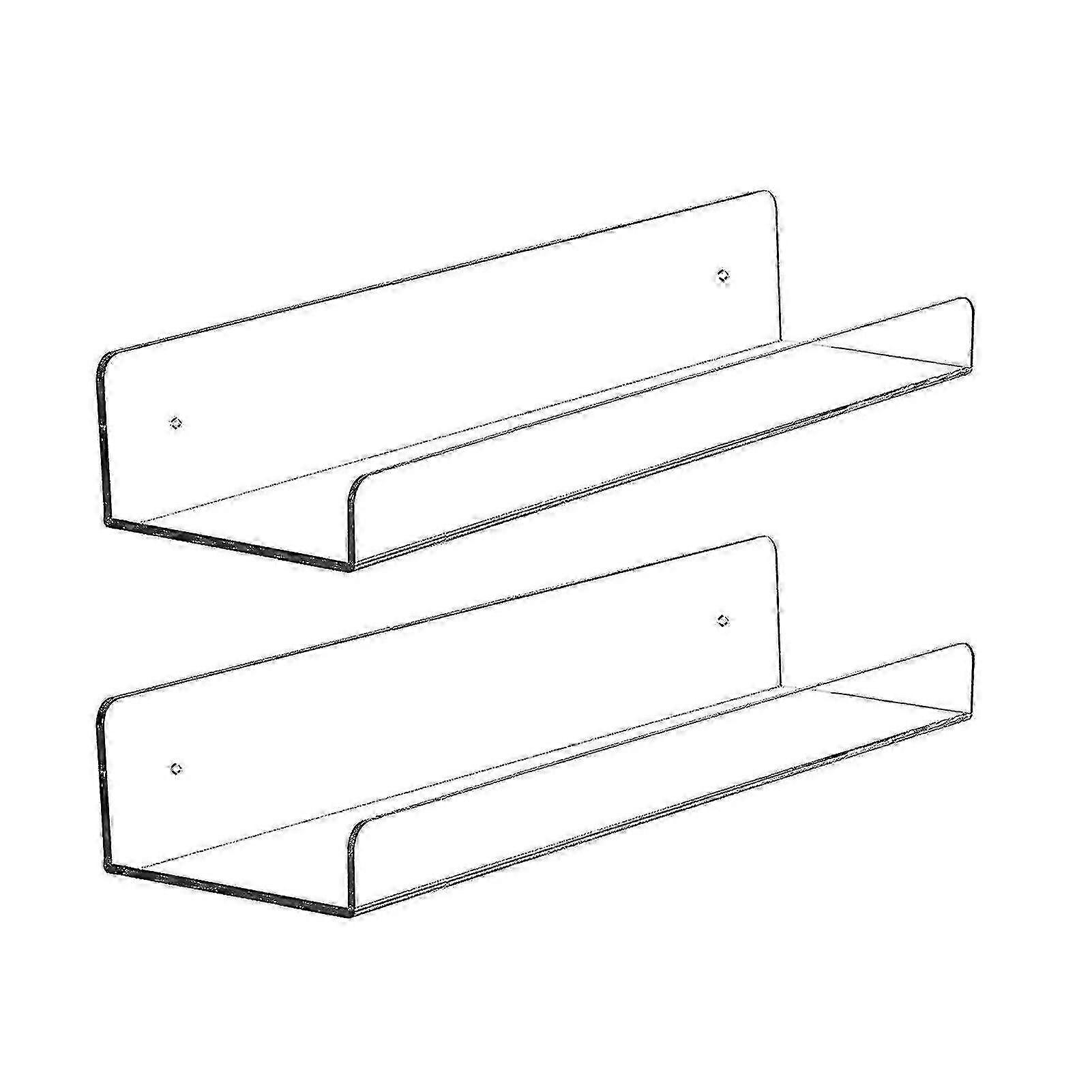 26-27 2pcs Wall Ledge Shelf Wall Mounted Multi-purpose Acrylic Rectangular Clear Lightweight Floating Shelf For Kitchen