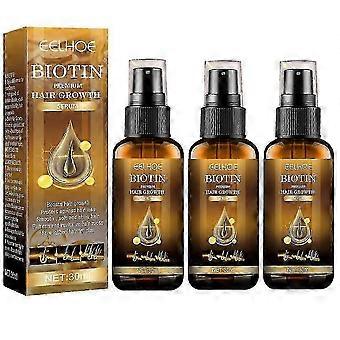 2025 3x Biotina Spray de Crescimento Capilar Anti Perda de Cabelo Crescimento Rápido Couro Cabeludo Tratamento Soro de Cuidados com os Cabelos