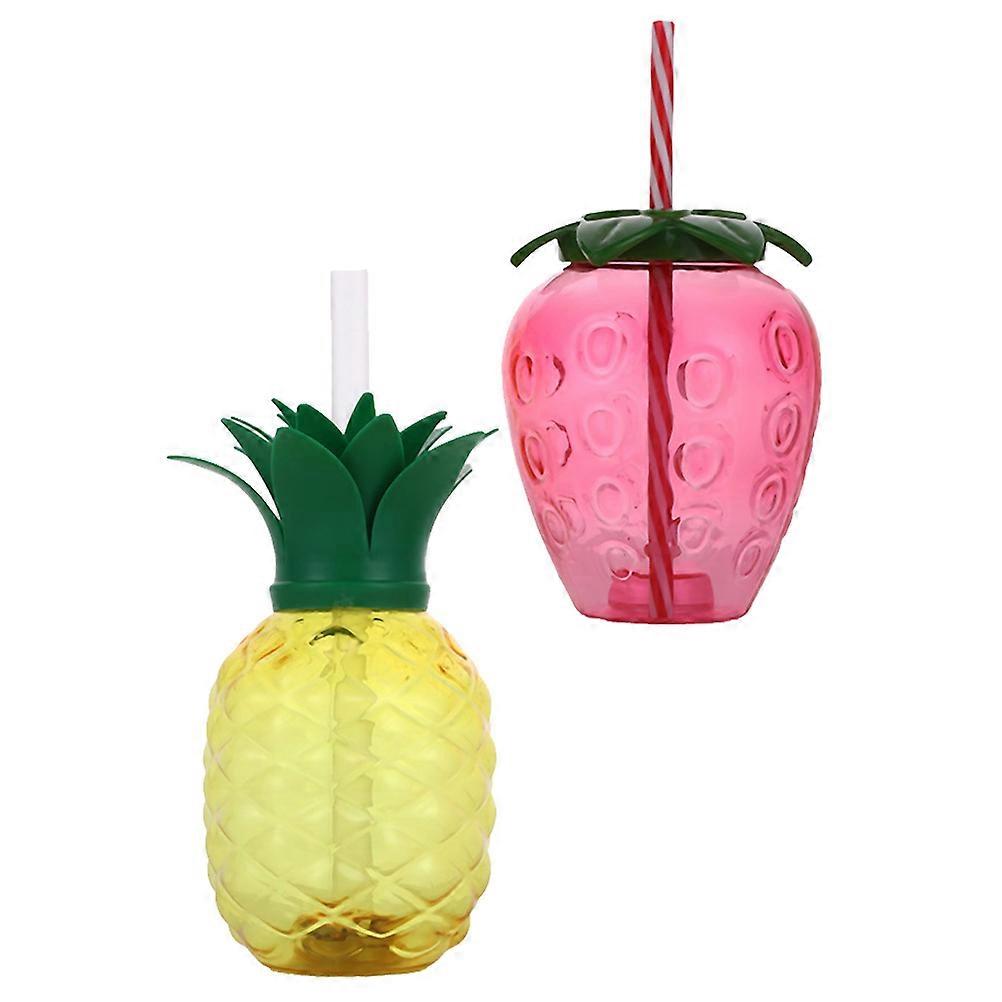 Pineapple Strawberry Plastic Party Cups Cups for Drinking Use 2Pcs