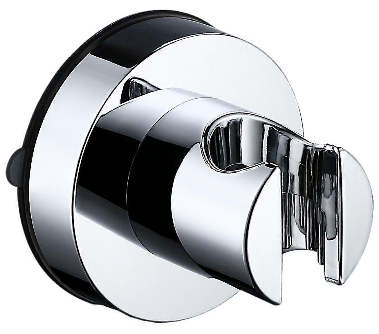 Adjustable Shower Head Holder with Suction Cup, NoDrill Wall Mount, Universal Chrome Bracket