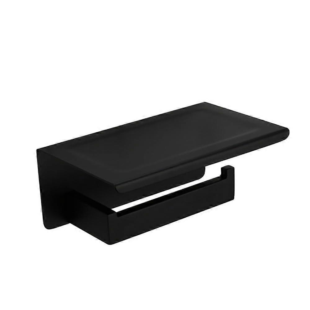 Black Stainless Steel Bathroom Accessories Set Wall Mounted Rustproof Square Design with Hooks