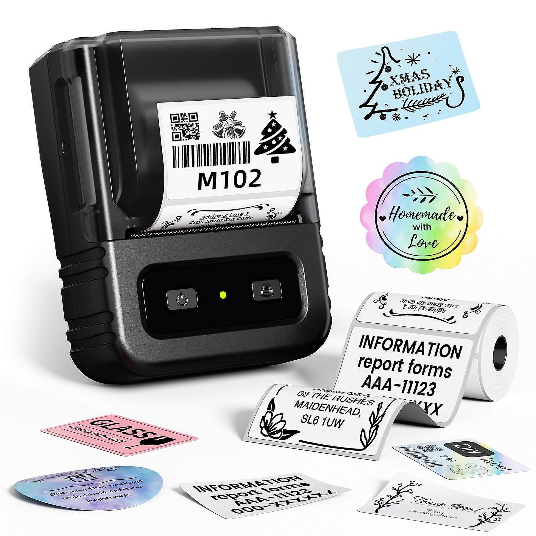 M102 Wireless Label Maker and Barcode Label Printer with Smart App, Inkless Thermal Printing, Black
