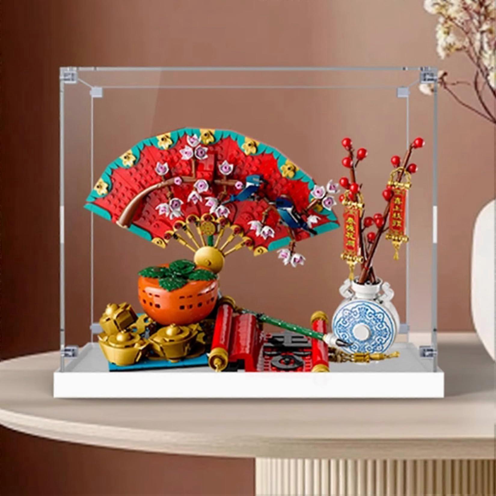 Acrylic Display Case with Transparent Dustproof Cover and White Base for  80117 Model