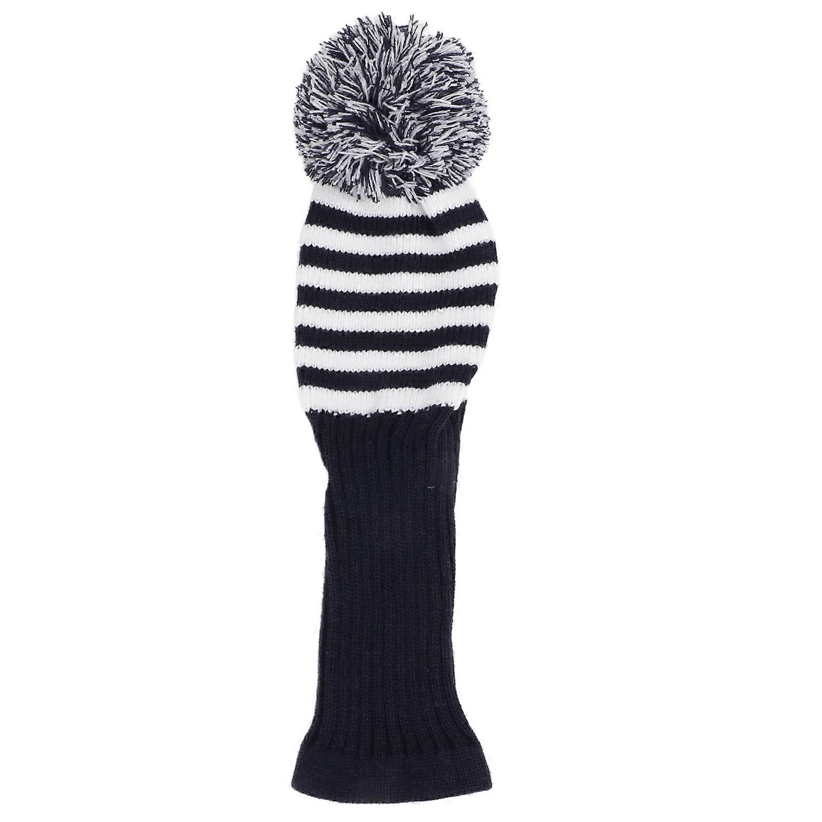 Golf Head Covers Sapphire Blue White Stripe Set, DoubleLayer Knit Design for ScratchResistant Protection