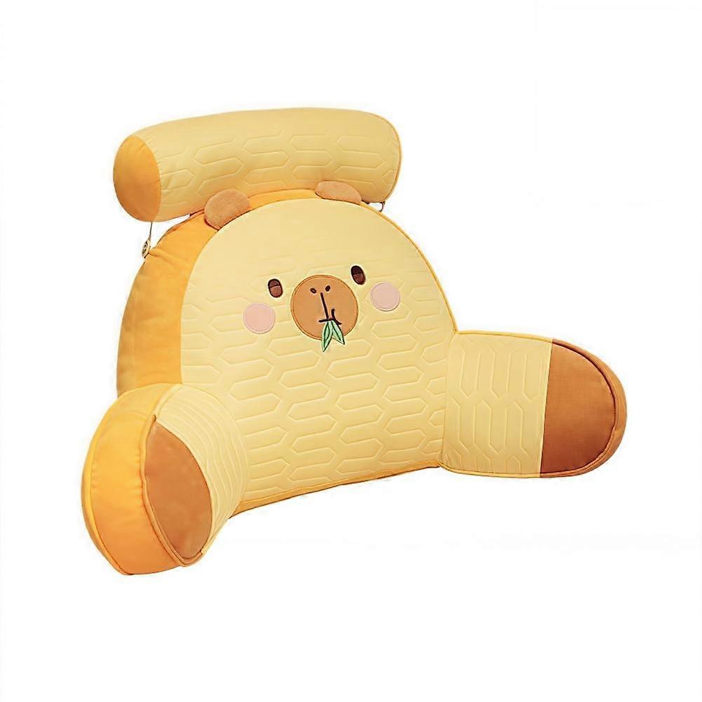 Capybara Reading Pillow with Arms Latex Bed Rest Plush Back Support Removable Washable Cover