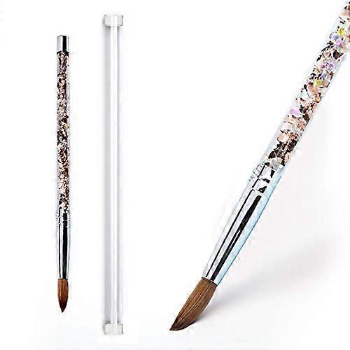 Size 8 Kolinsky Sable Acrylic Nail Brush with Glitter Handle for Precise Acrylic Powder Application