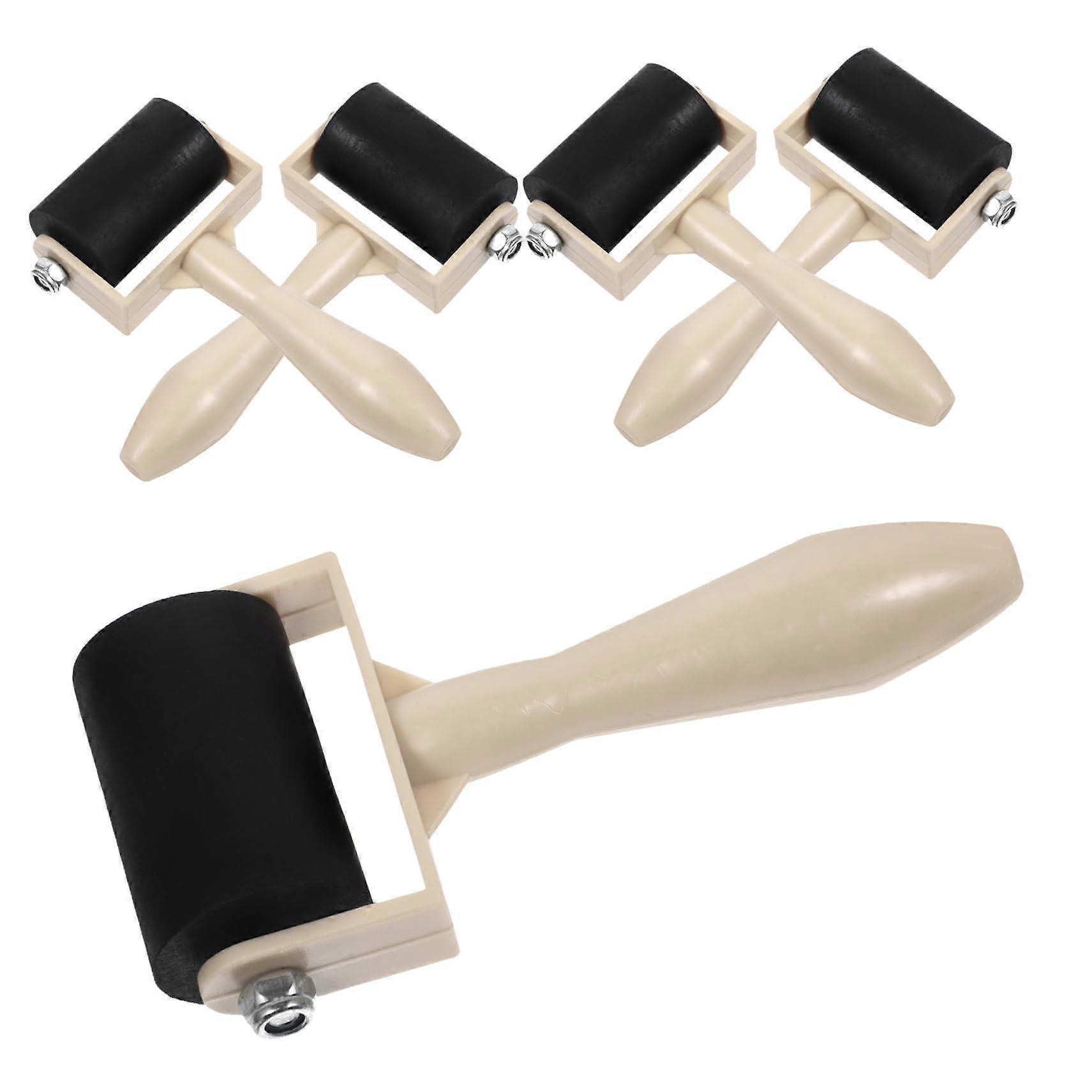 5pcs Printmaking Brayer Roller Set for Ink and Paint, Smooth Application, Ergonomic Grip