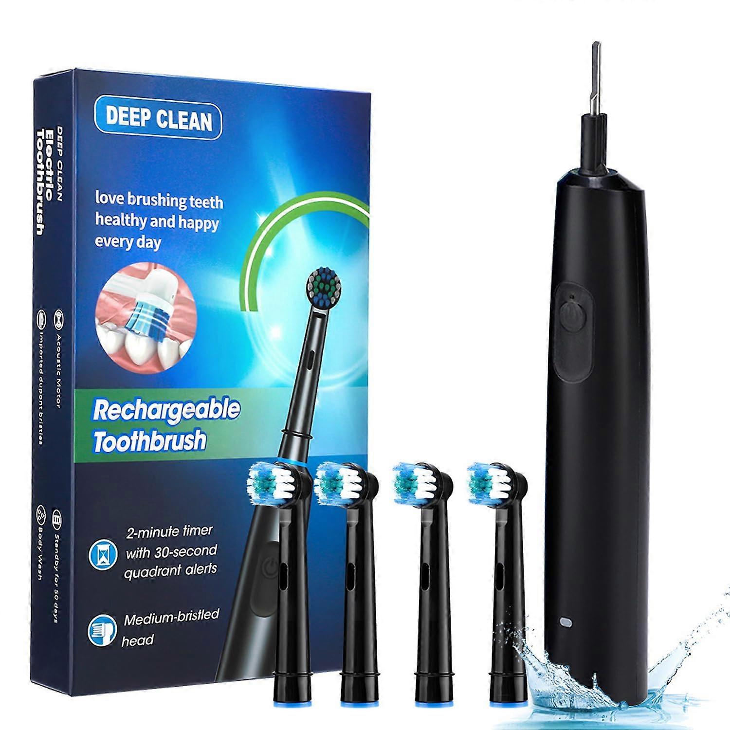 Rechargeable Electric Toothbrush for Adults with 3D Rotating Head, 5 Modes, Timer, IP67 Waterproof
