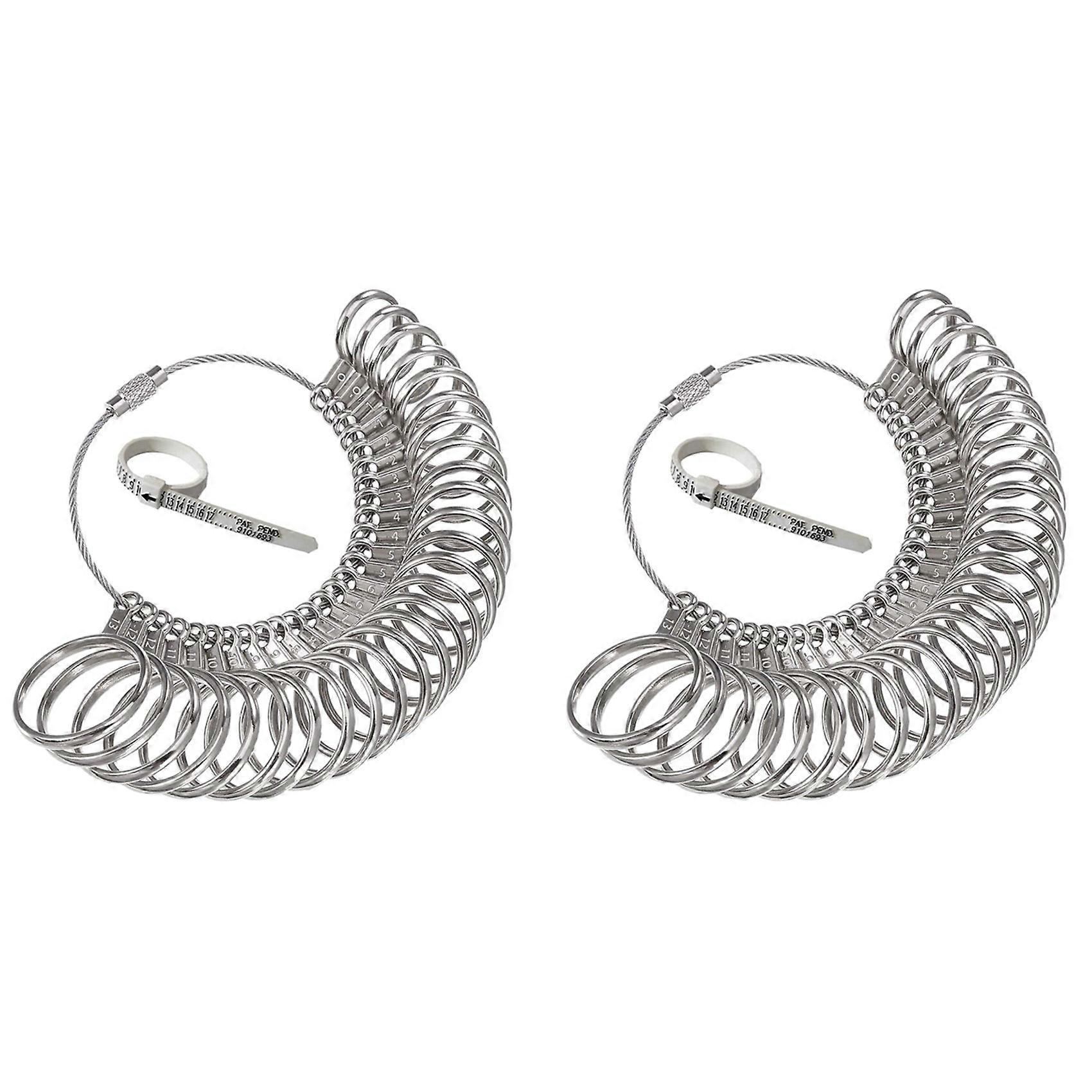 2X 0-13 Ring Sizer Measuring Tool Set Metal Ring Sizers Metal Ring Gauges Finger Sizer & Ring Mandrel