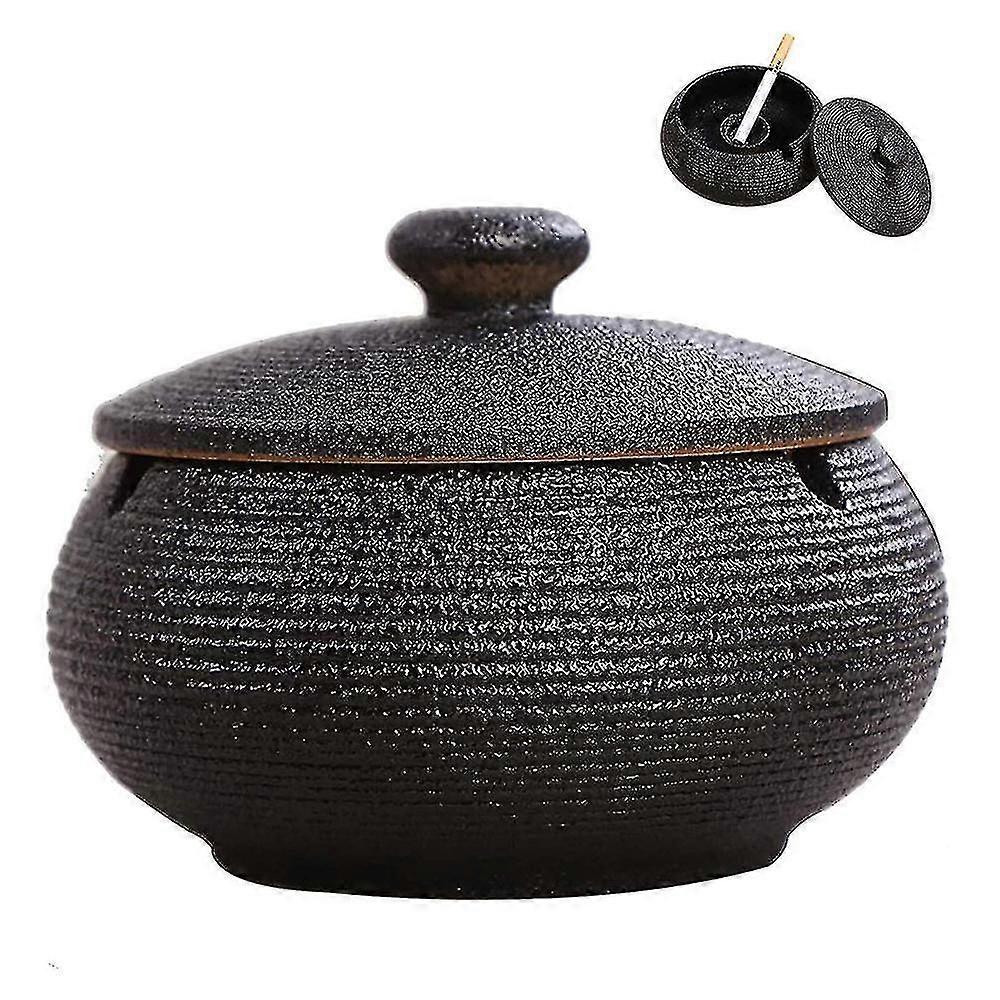 Ceramic Ashtray With Lids, Windproof, Cigarette Ashtray For Indoor