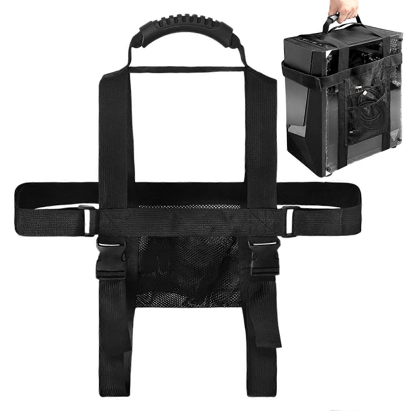 PC Carrying Strap with Adjustable Buckle Fit and Secure Collision Protection, Mesh Cable Pocket