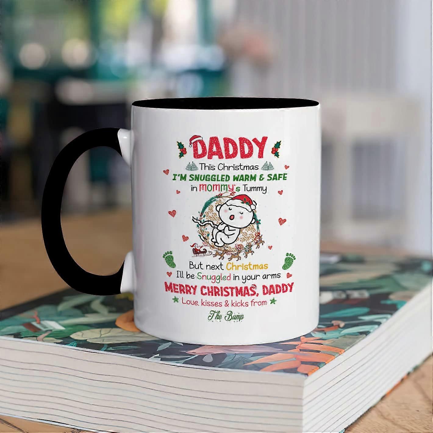 First Time Dad Coffee Mug with Custom Name Printing, Ceramic Christmas Gift Cup 11 15oz
