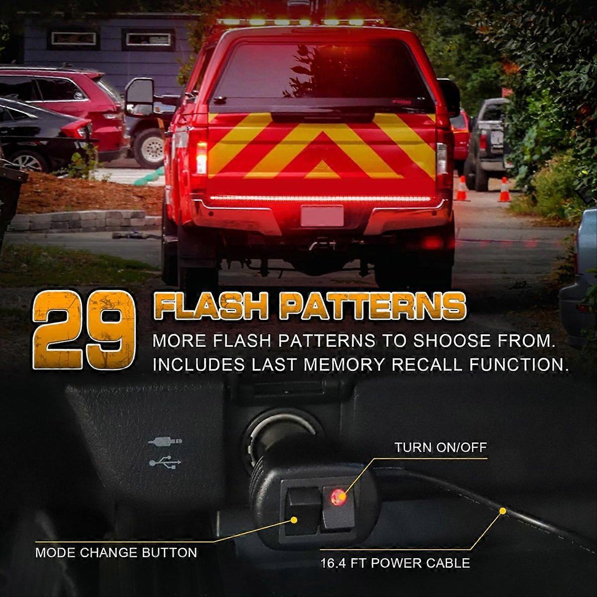 60Inch Tailgate Strobe Lights Strip LED Tail Light Red