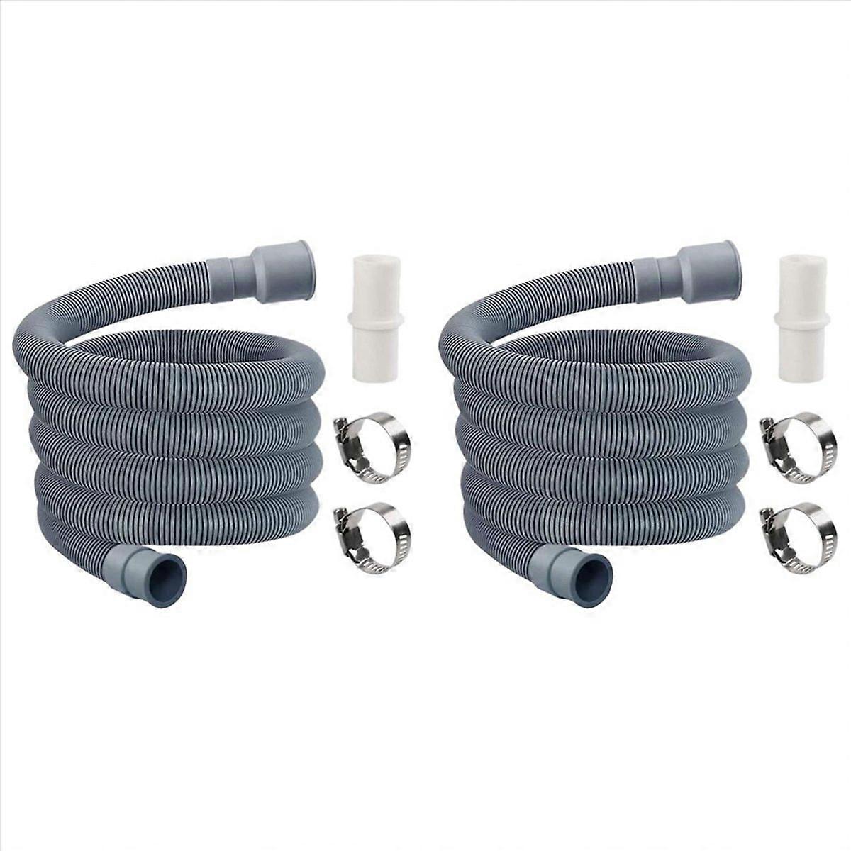 2X Automatic Drum Washing Machine Drain Pipe Drain Hose Fittings, 4 Meter